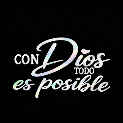 5Pcs Con Dios Todo Es Posible Spanish Inspirational Faith Decal Cute Durable Vinyl Sticker