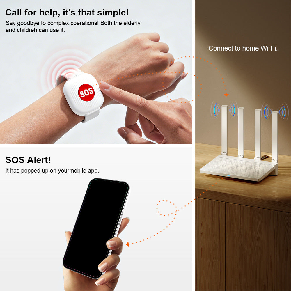 SOS Emergency Call Bracelet Life Alert for Seniors, No Monthly Fee,WiFi Caregiver Call Button