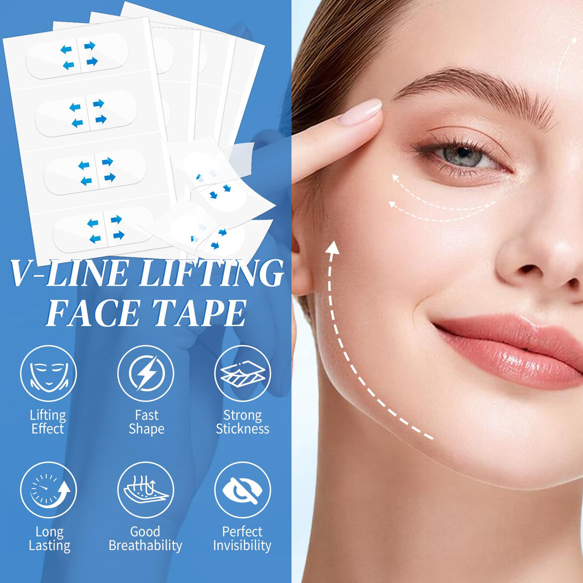 120 Pcs Face Tape Lifting Invisible Patch, Ultra Thin Makeup Tapes for Double Chin, Jowls, Eyes Wrinkles and Sagging Skin