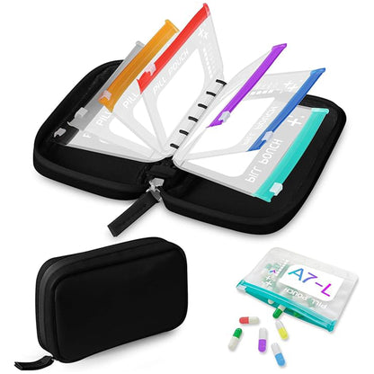 A8 Waterproof Pill Pouch Set with 14 Color-Coded Medicine Pouches