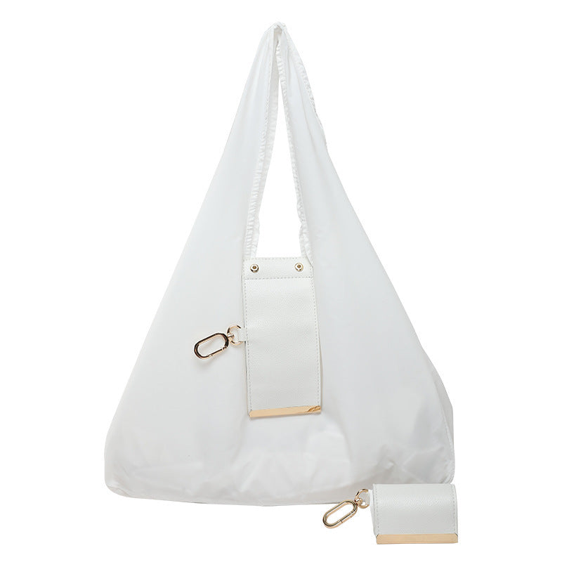 Expandable Foldable Keychain Tote Bag,  Leather Mini Bag with Key Ring