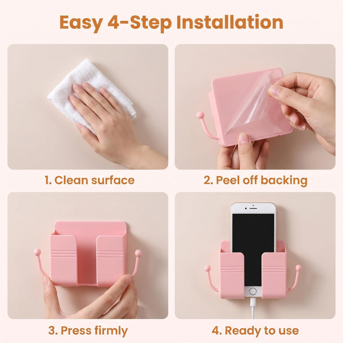 Adhesive Wall Mount Phone Holder, Multipurpose Socket