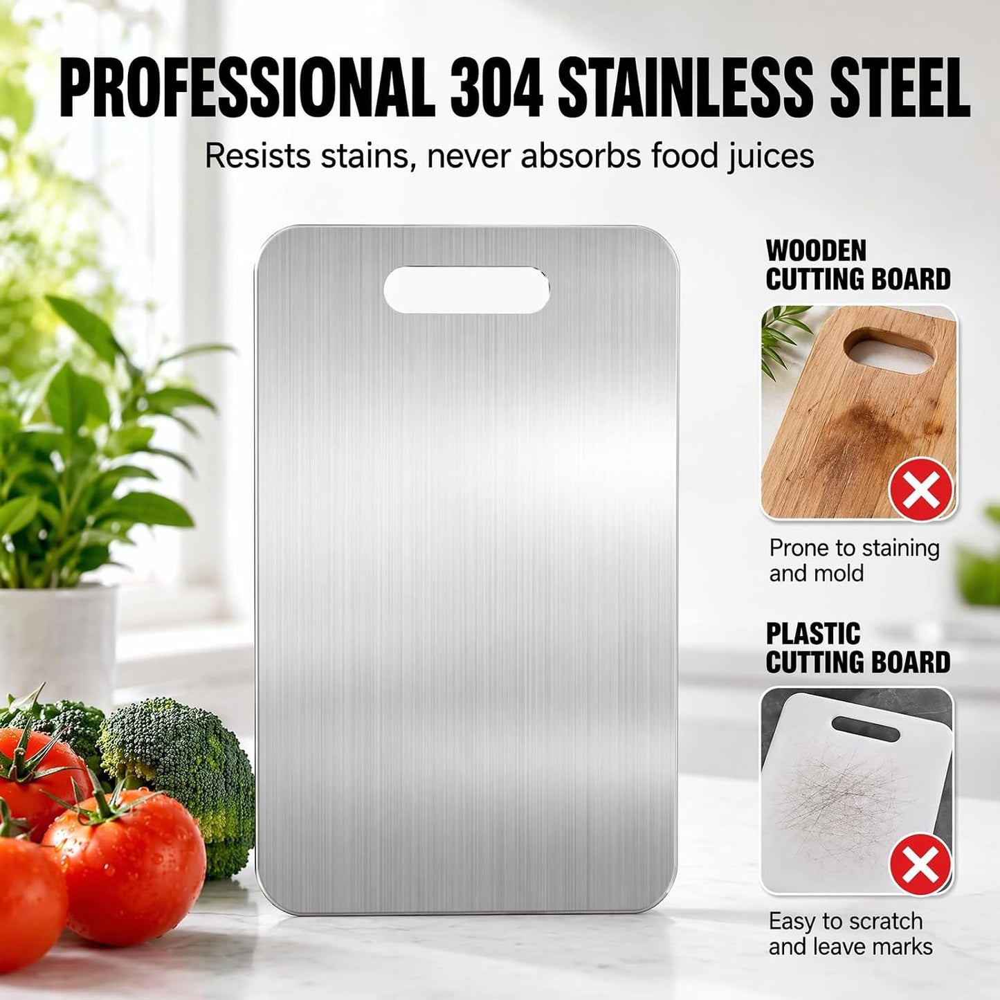 316 Stainless Steel Double-Sided Cutting Board
