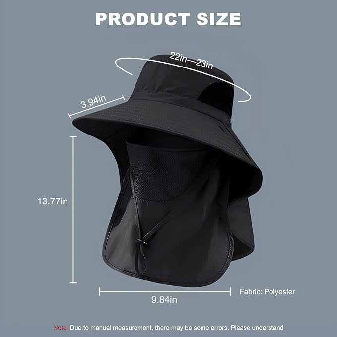Sun Hats with Neck Flap for Men Women UV Protection Fishing UPF 50+Breathable Wide Brim Bucket
