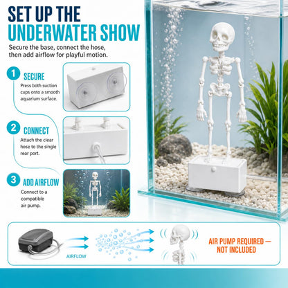 Luminous Dancing Skeleton Aquarium Bubbler Halloween Fish Tank Ornament
