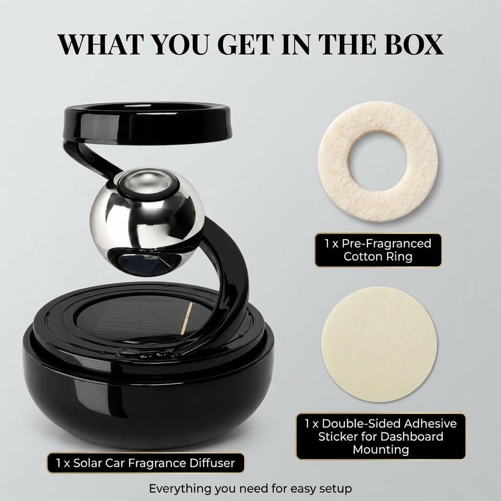 Solar Aromatherapy Car Air Freshener | Solar-Powered Rotating Dashboard Perfume Diffuser