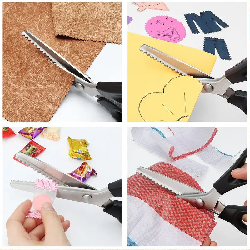 Stainless Steel Zig Zag Pinking Shears with Serrated Teeth - Durable, Sharp Sewing Tool for DIY Crafts, Dressmaking