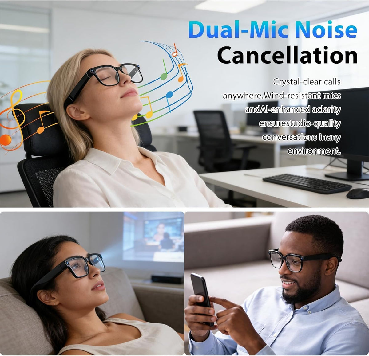 AI Smart Glasses Recording with Camera,  Real-Time Translation, Voice Assistant Light-Sensitive Lenses