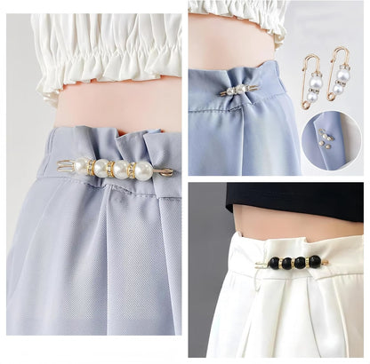 6PCS Exquisite Rhinestone And Pearl Brooch - Pearl Brooch/Waist Button
