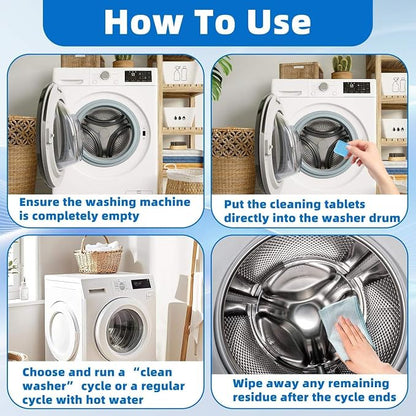 12 Pack Washing Machine Cleaner Tablets , Deep Cleaning HE Front Loader & Top Load Washer