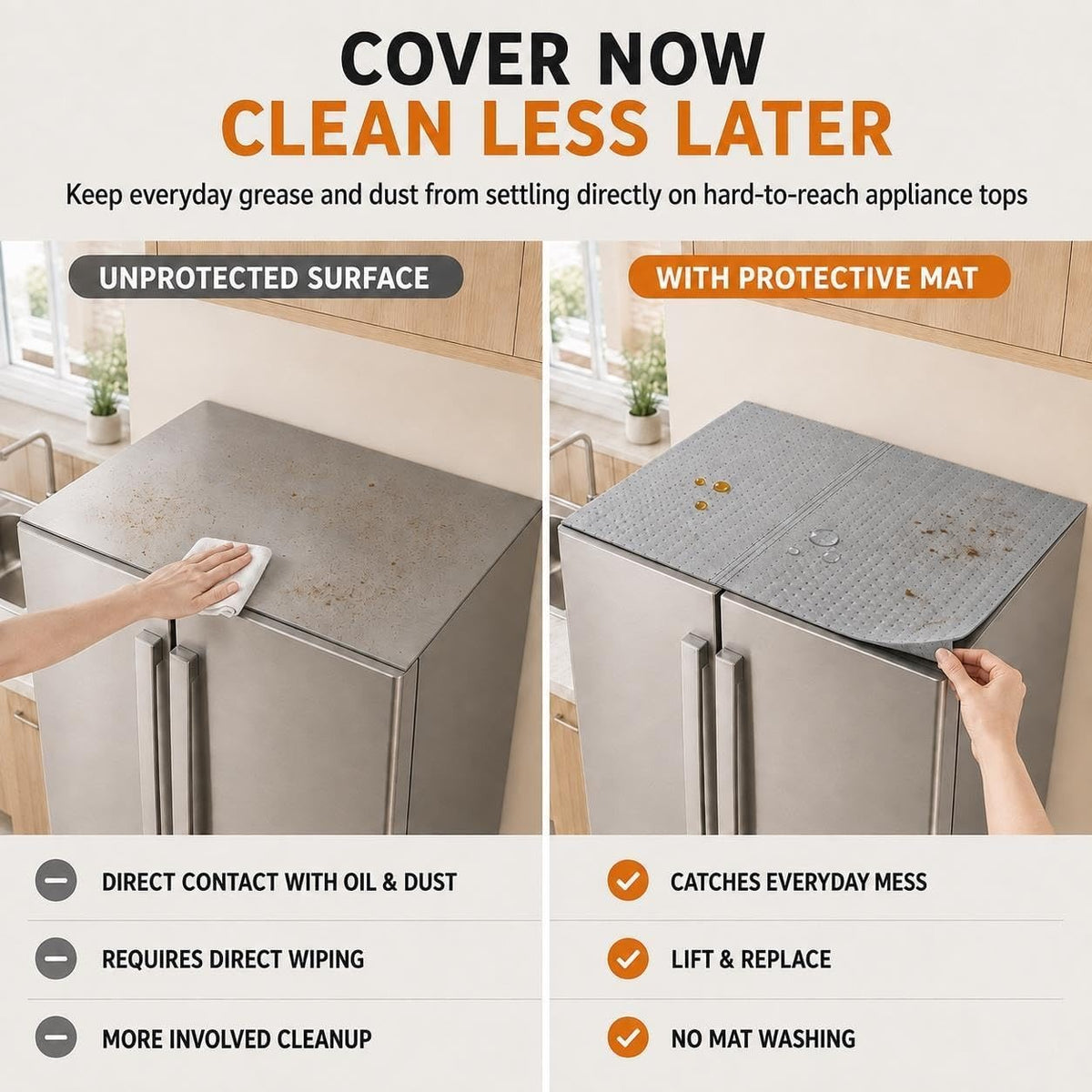 Disposable Fridge Top Oil Absorbent Mat, 24* 36in Waterproof Dust Proof Pad