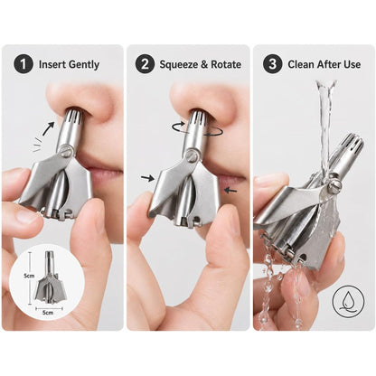 2PCS Stainless Steel Manual Nose Hair Trimmer with Cleanning Brush