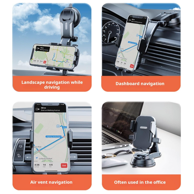 Strong Suction Universal Car Phone Mount, Supports 360-Degree Rotation