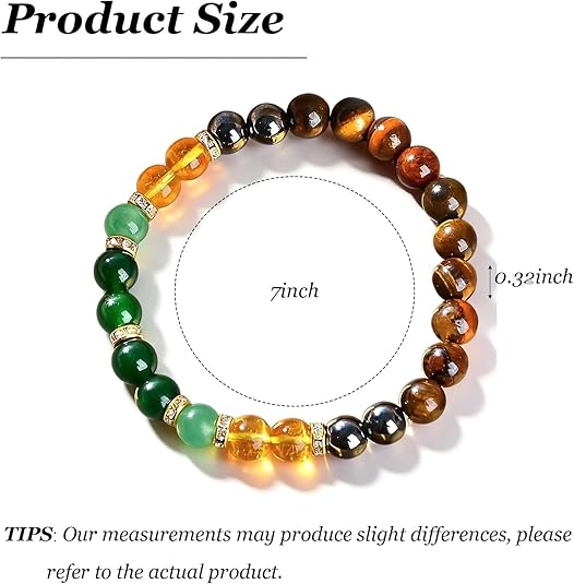 Natural Crystal Tiger's Eye Black Yellow Tourmaline Onyx Attracts Money Bracelet
