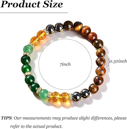 Natural Crystal Tiger's Eye Black Yellow Tourmaline Onyx Attracts Money Bracelet