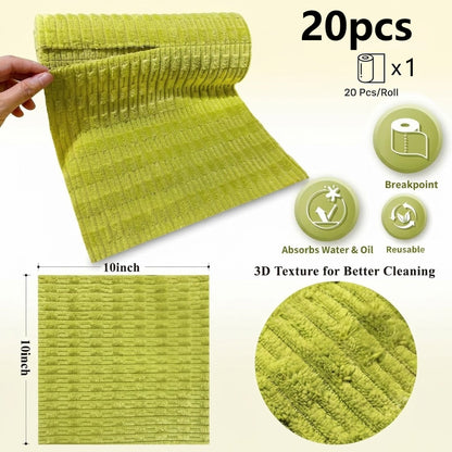 20 Pcs Tearable Plush Cleaning Cloth Roll, Reusable 10 * 10in Absorbent Fast Drying Lint-Free Cleaning Rags