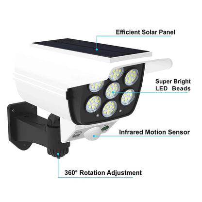 Outdoor Waterproof Motion Sensor Solar Lights,  Wireless Dummy Decoy Fake Security Camera