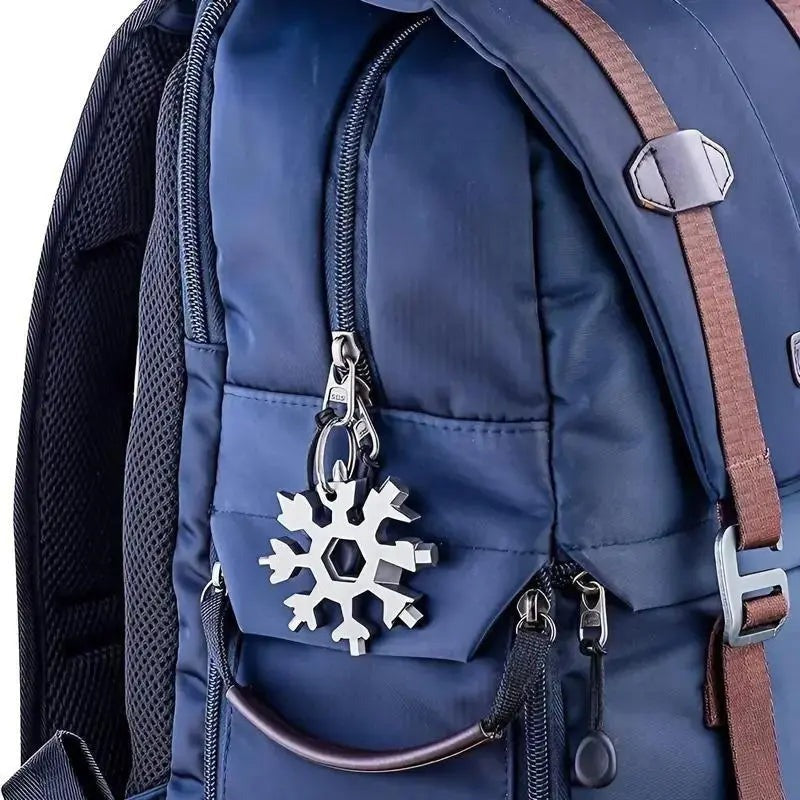 18-in-1 Snowflake Multi Tool Keychain, Stainless Steel Wrench with Screwdriver& Bottle Opener