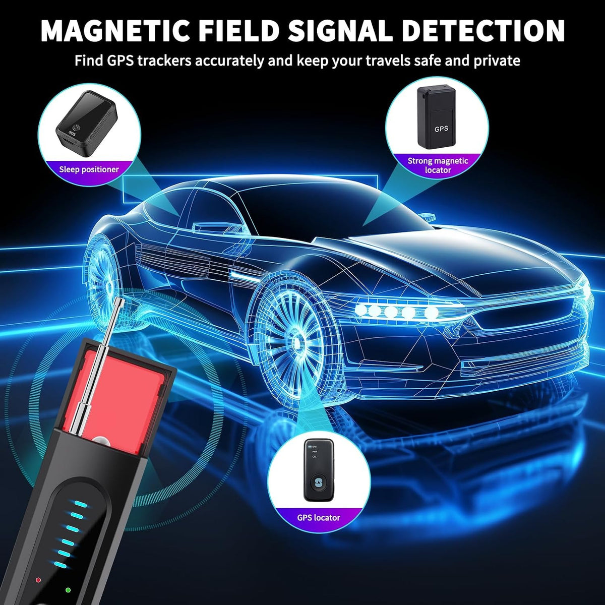 Upgraded Hidden Camera & Bug Detector,6-Level Sensitivity GPS Signal Scanner