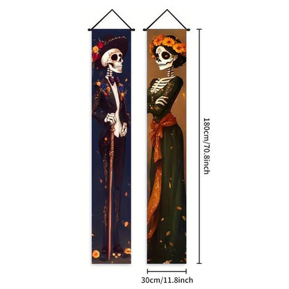 1 Set Dia De Los Muertos Decorations Porch Banner Skull Day of the Dead Party Outdoor Indoor