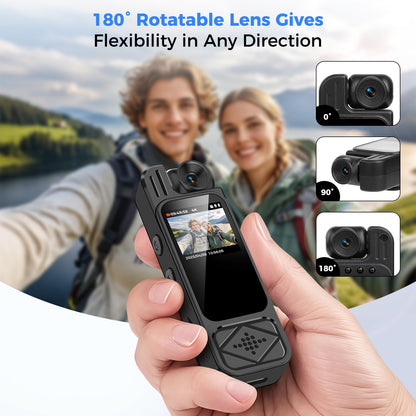 4K Body Camera with Audio and Video Recording Night Vision with 180 Rotating Lens