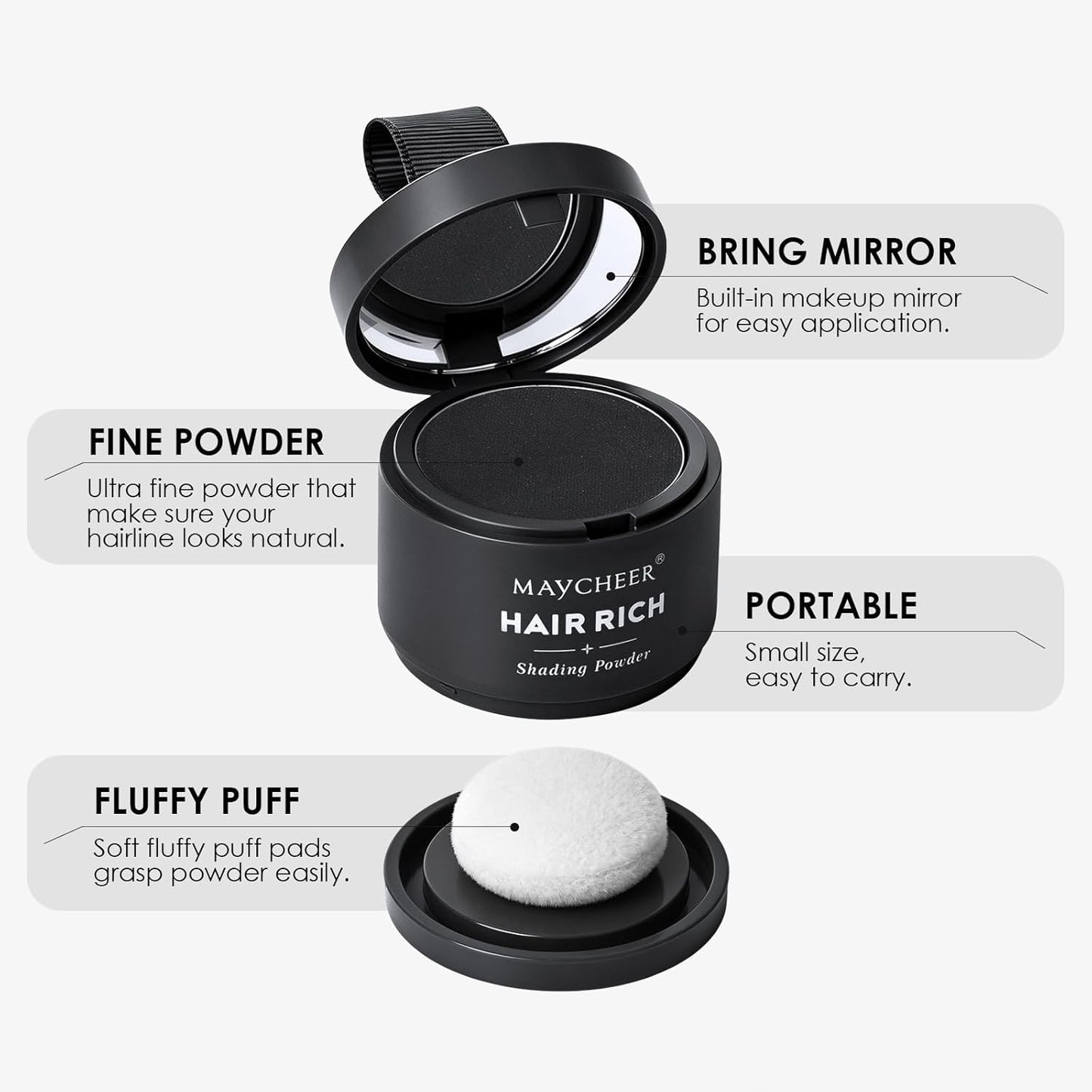 2Pack Natural Hair Shadow & Root Touch Up, Long-Lasting Hair Rich Shading Powder
