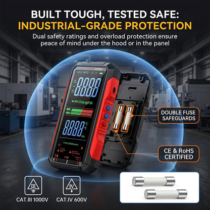 FS899L Digital Multimeter & 20 pcs Silicone Test Leads Kit, Auto 6000 Counts True RMS AC/DC Voltage Tester