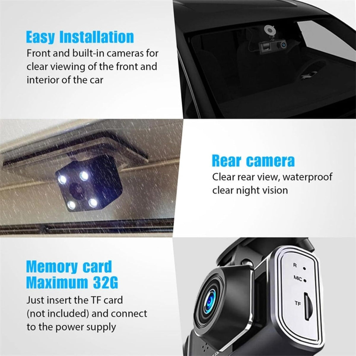 Touchscreen In-Vehicle Triple-Lens Real-Time Dash Cam