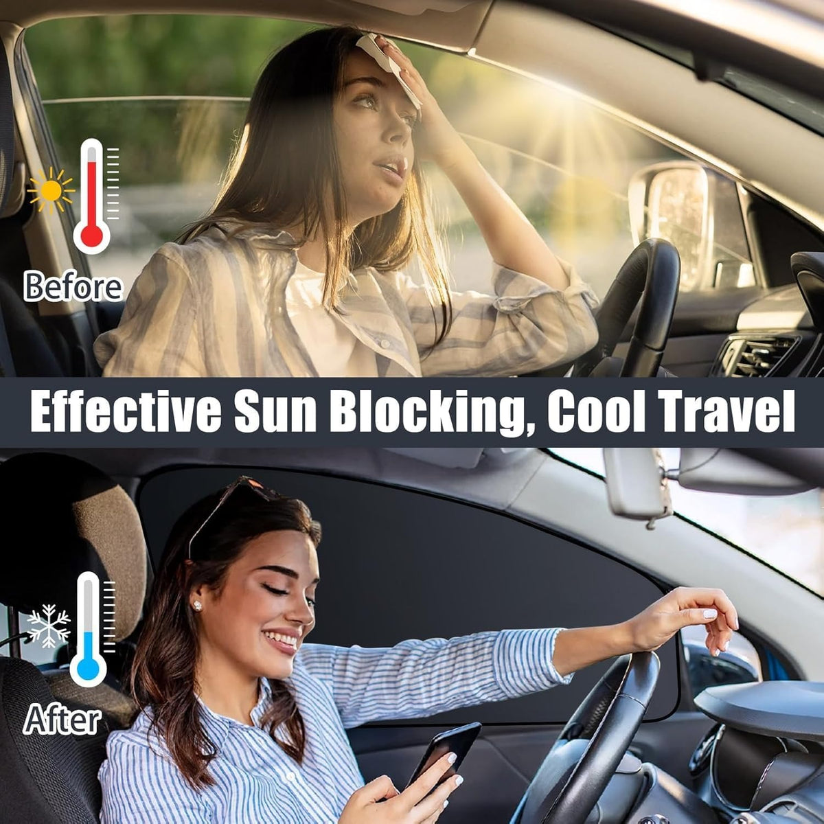Car Sunshade and Privacy Curtain, Full Blackout Car Window Shades