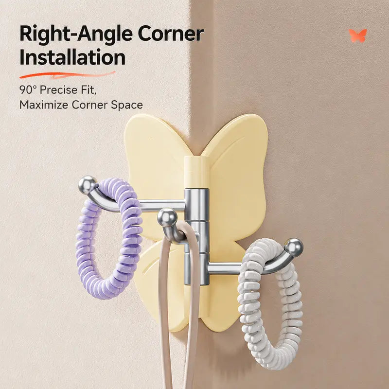 8Pcs Rotating Butterfly Hooks, Strong Adhesive Home Organizer Hooks - No Drilling Required, for Towels, Bags, Hats