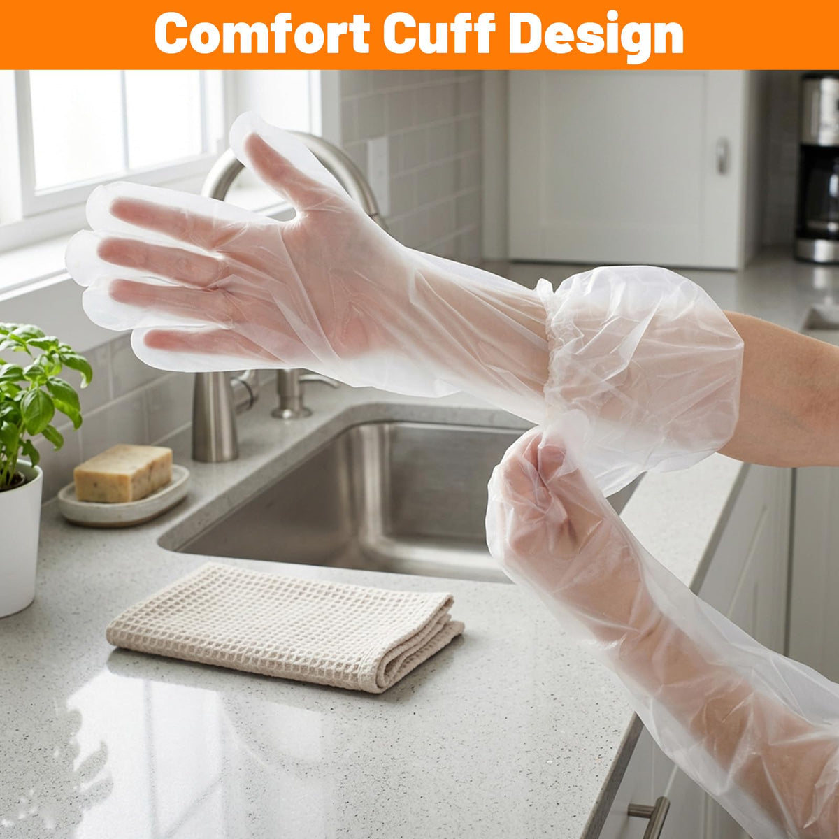20Pcs Long Sleeve Reusable Protective Rubber Gloves Food-grade for Household Duties