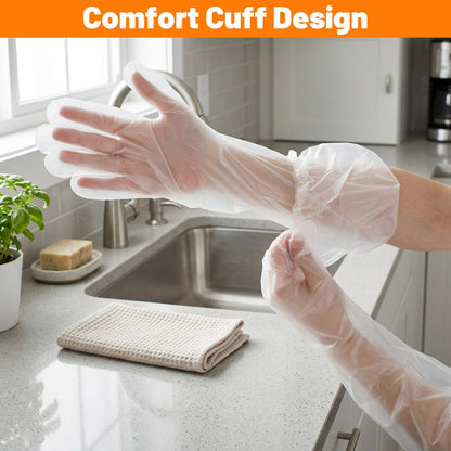 20Pcs Long Sleeve Reusable Protective Rubber Gloves Food-grade for Household Duties