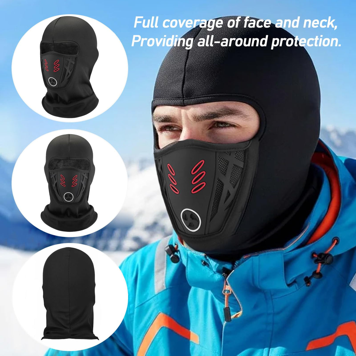Balaclava Ski Face Mask Winter Windproof Warm Mask, Breathable Full Face Cover with Mesh Vent