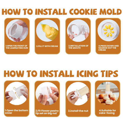 Cookie Press Tolls White Spritz Cookie Press Kit with 12 Discs & 6 Piping Tips