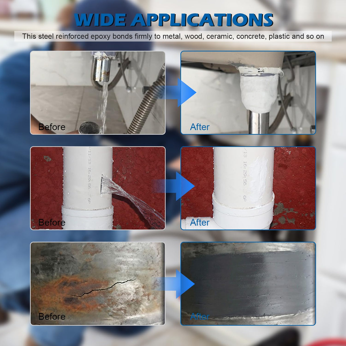 Steel Reinforced Epoxy Putty Strong Clay Iron Adhesive, Multi-Purpose Epoxy Putty Fast Repair Clay