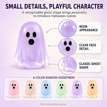 50 Pcs Mini Ghost Figurines, Glow in the Dark Resin Halloween Miniatures