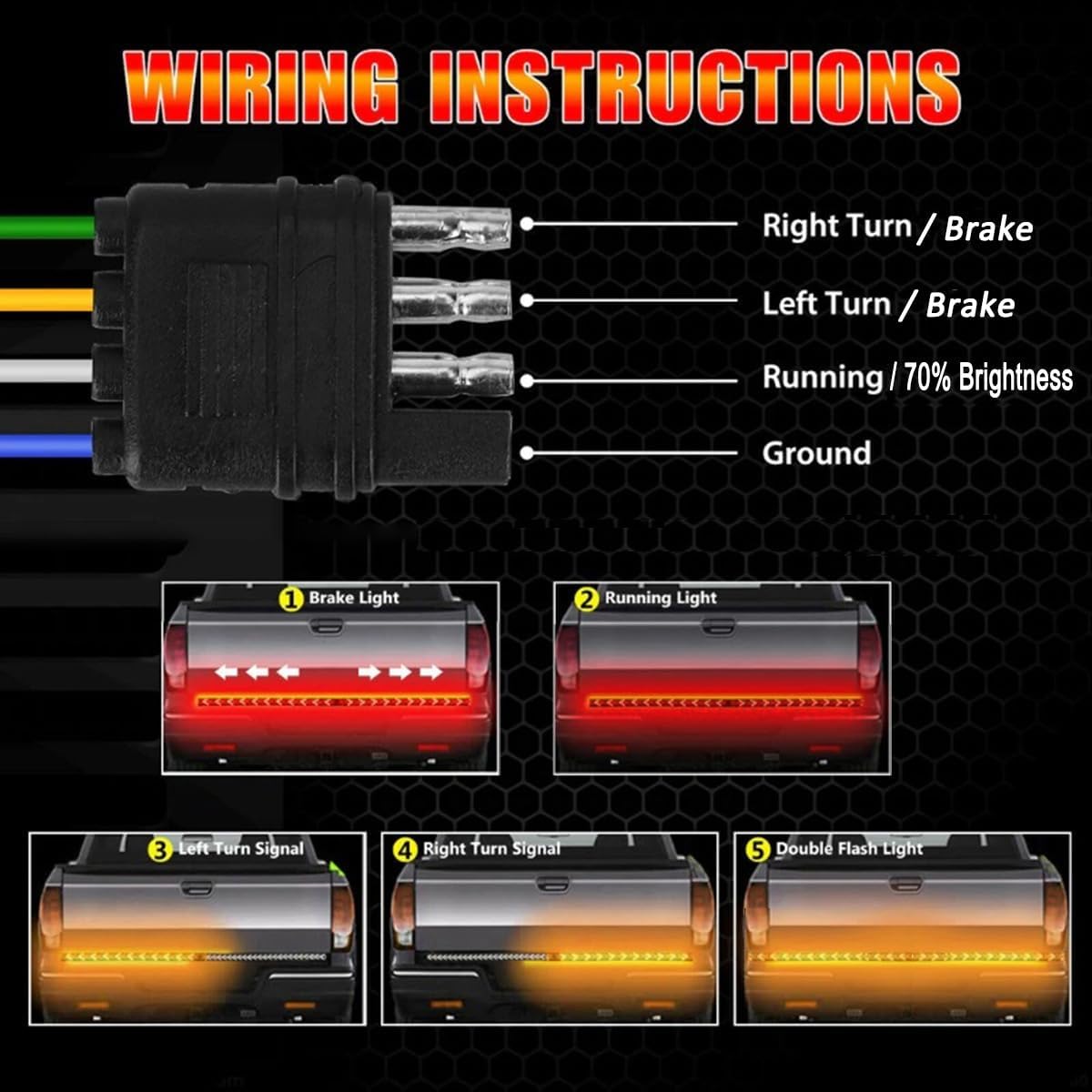 60 Inch Arrow 528 smd LED Truck Tailgate Light Bar Strip