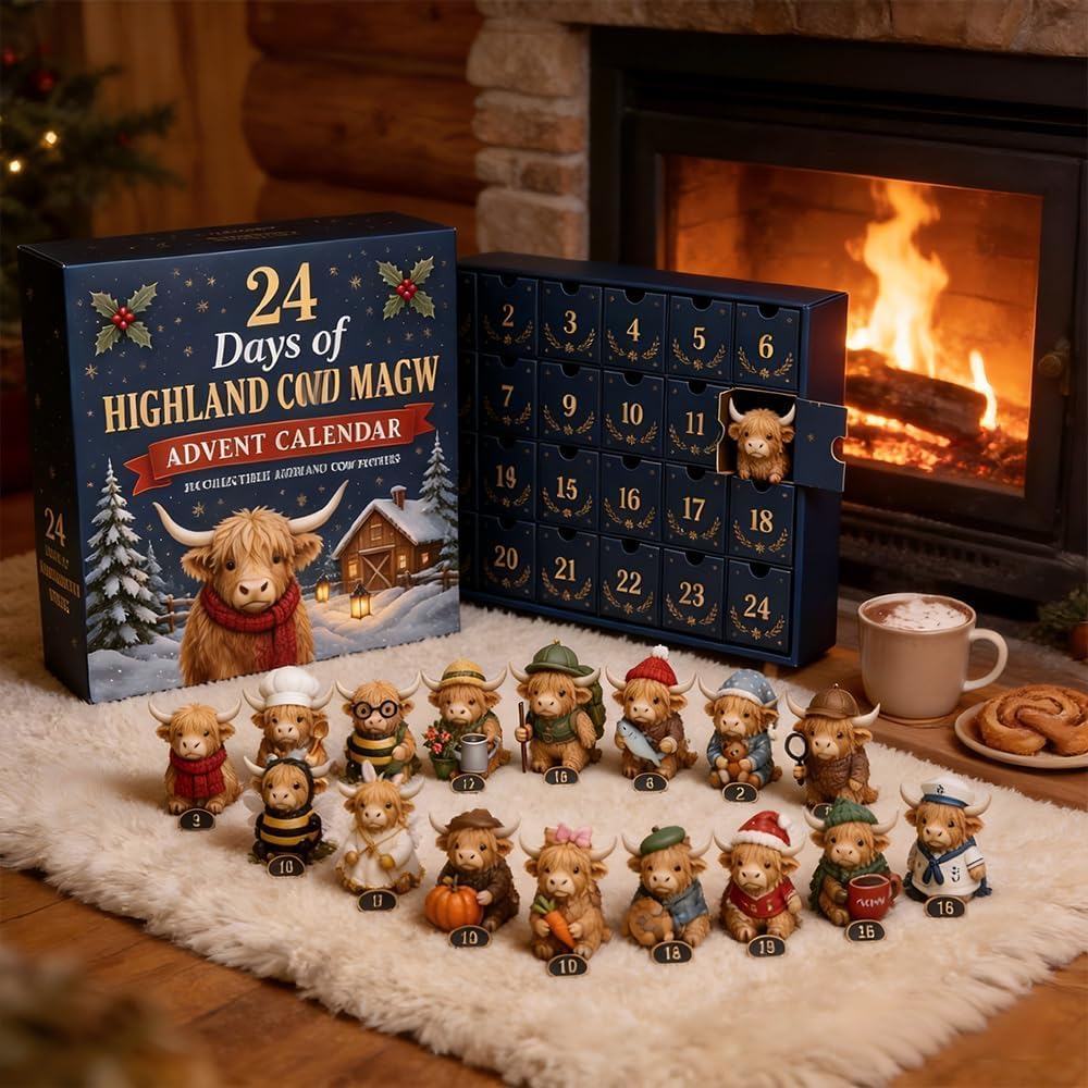 24 Days of Highland Cow Magic Advent Calendar -Collectible Surprises