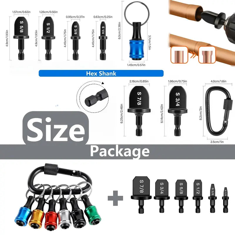 6-Piece Pipe Expanding Drill Bit Set with Keychain