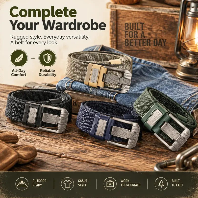 Men’s Nylon Canvas Belt with Pin Buckle