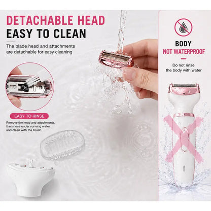 4-in-1 Comfortable Pink Electric Shaver for Women