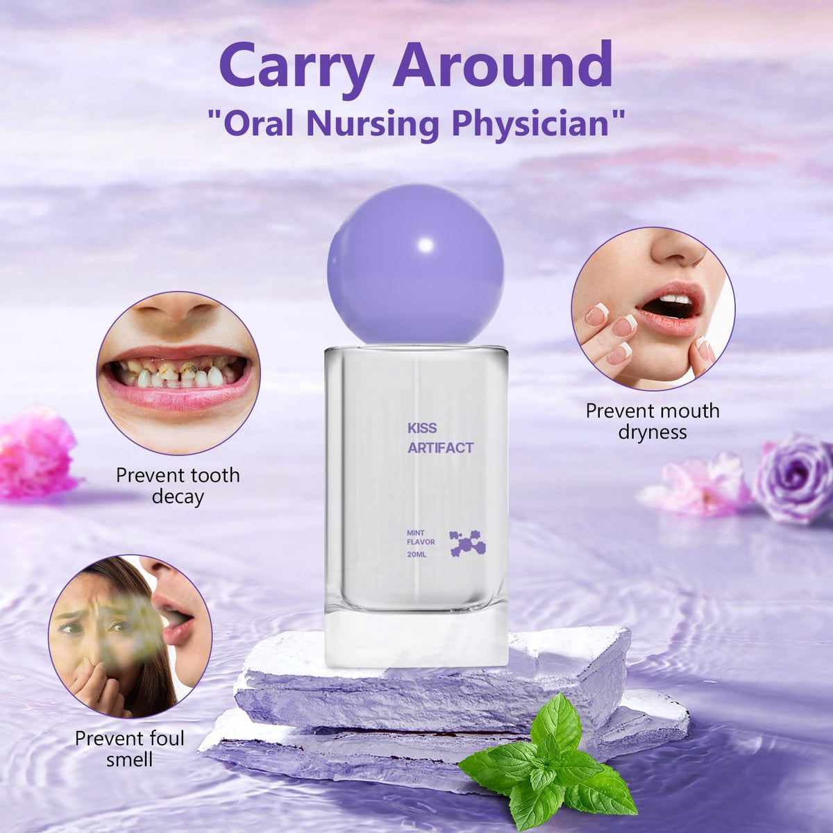 Probiotic Oral Spray for Long-Lasting Freshness, Alcohol-Free Travel-Sized Breath Spray
