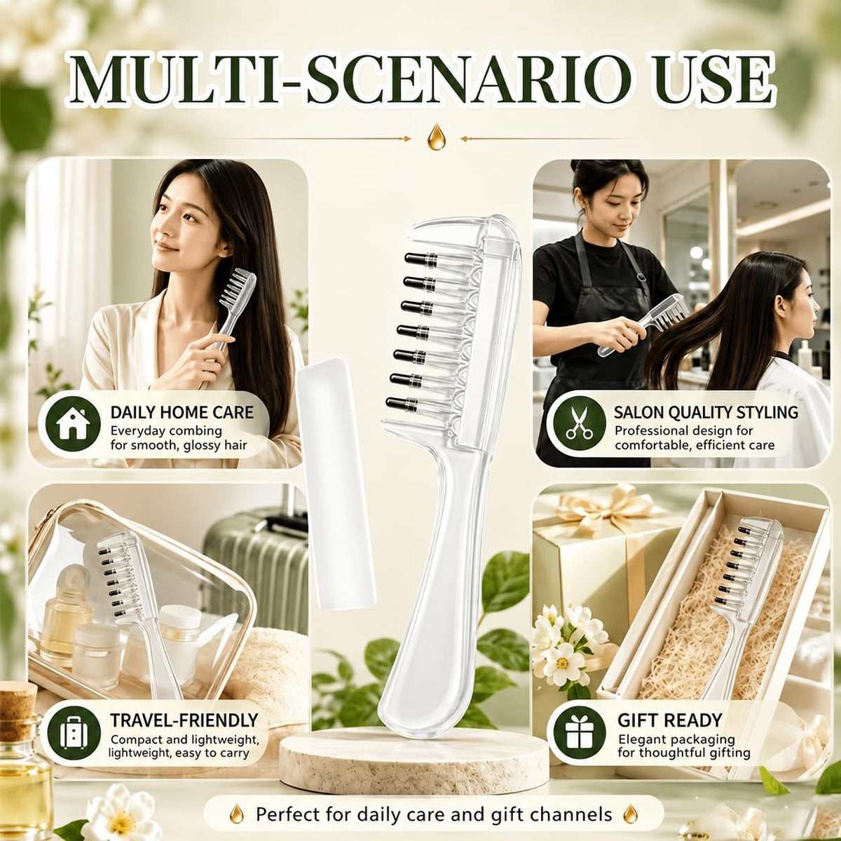 Wide Tooth Comb with Oil Applicator Hair Care,Scalp Applicator Tool