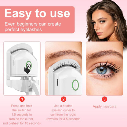 2PCS Heated Eyelash Curler -2-Level Temperature Adjustment, 8-Second Quick Heating