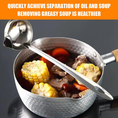 2Pcs Oil Separating Stainless Steel Soup Ladle,Grease Trap Long Spoon