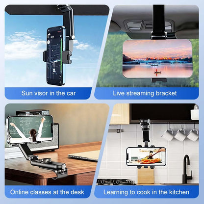 Sun Visor Phone Holder,Universal 360 Degree Rotating Retractable Phone Mount