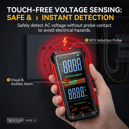 FS899L Digital Multimeter & 20 pcs Silicone Test Leads Kit, Auto 6000 Counts True RMS AC/DC Voltage Tester