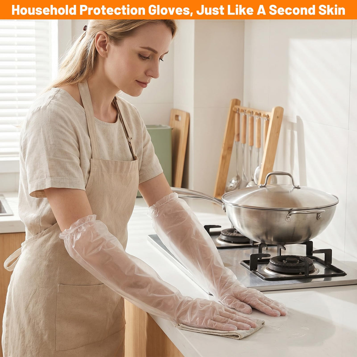 20Pcs Long Sleeve Reusable Protective Rubber Gloves Food-grade for Household Duties
