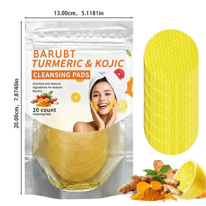 20 Pcs Turmeric & Kojic Acid Cleansing Pads — Deep Pore Cleansing