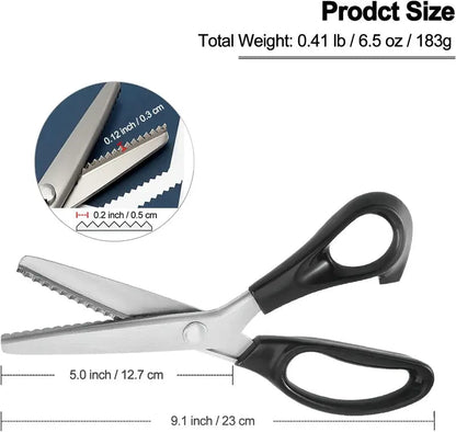 Stainless Steel Zig Zag Pinking Shears with Serrated Teeth - Durable, Sharp Sewing Tool for DIY Crafts, Dressmaking